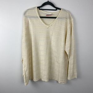 Forelli, Cream color long sleeve top. Size Lg.
